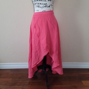 Lulus Beach Days Coral Pink High-Low Midi Skirt, Size Small